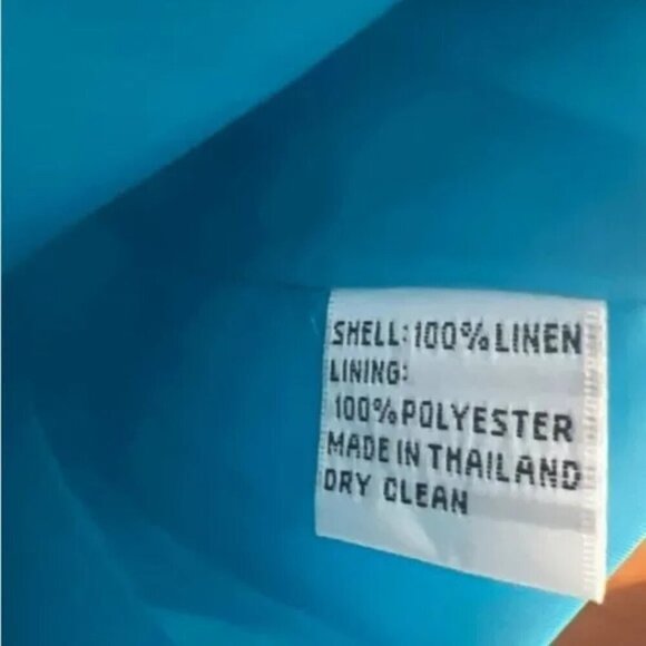 TALBOTS - Petites Sz 6P Irish Linen 100% Linen Turquoise Shift Dress Lined - Picture 5 of 6